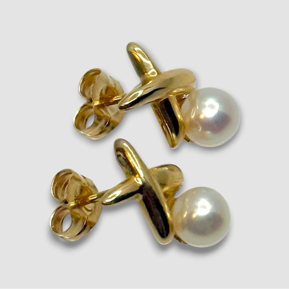 Van Dell 14K Gold Japanese Akoya Pearl Stud Earrings Vintage Mid Century NIB - Picture 9 of 14
